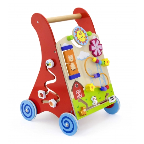 Pchacz panel edukacyjny Drewniany czerwony Viga Toys Montessori