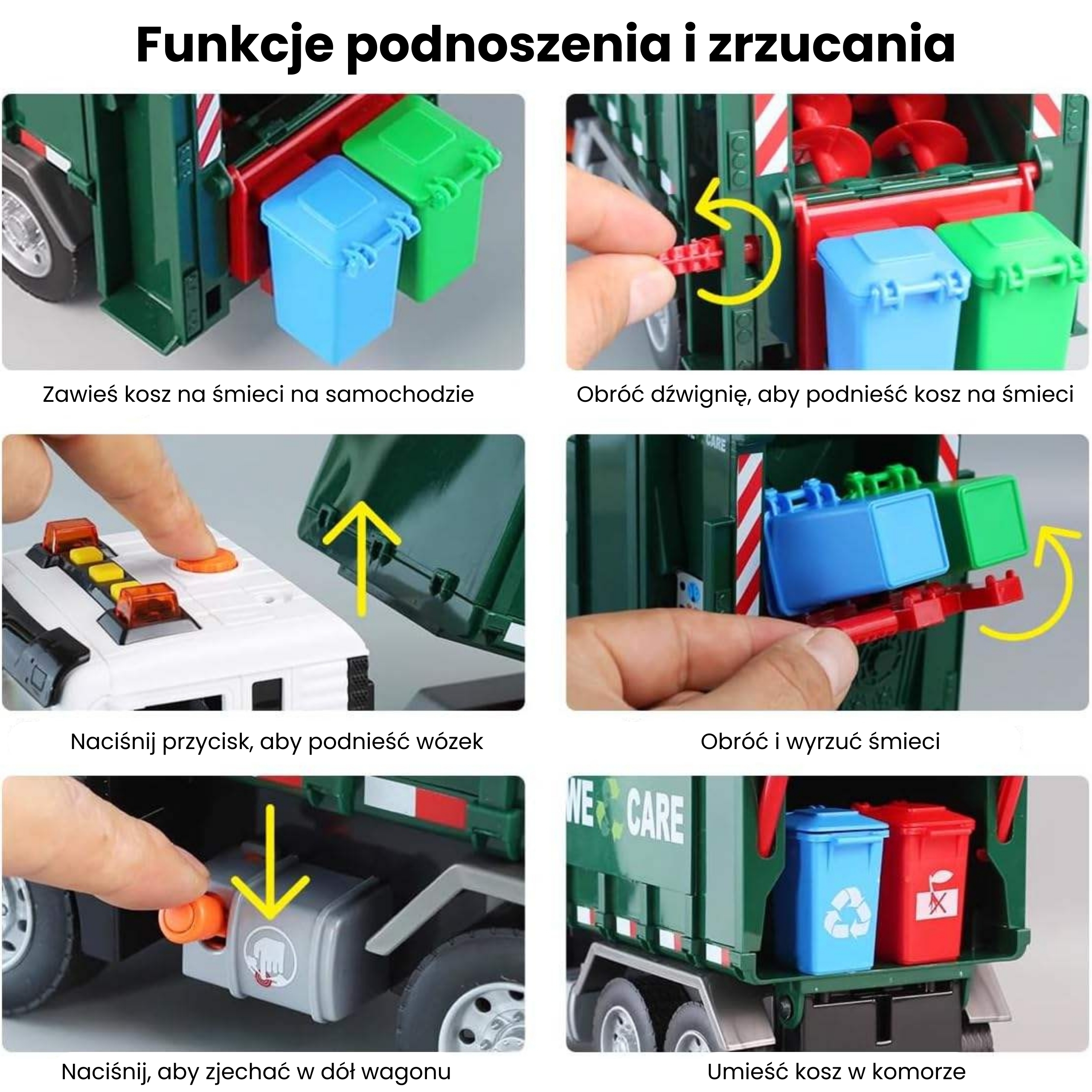 Śmieciarka ciężarówka segregacja śmieci - skala 1:10