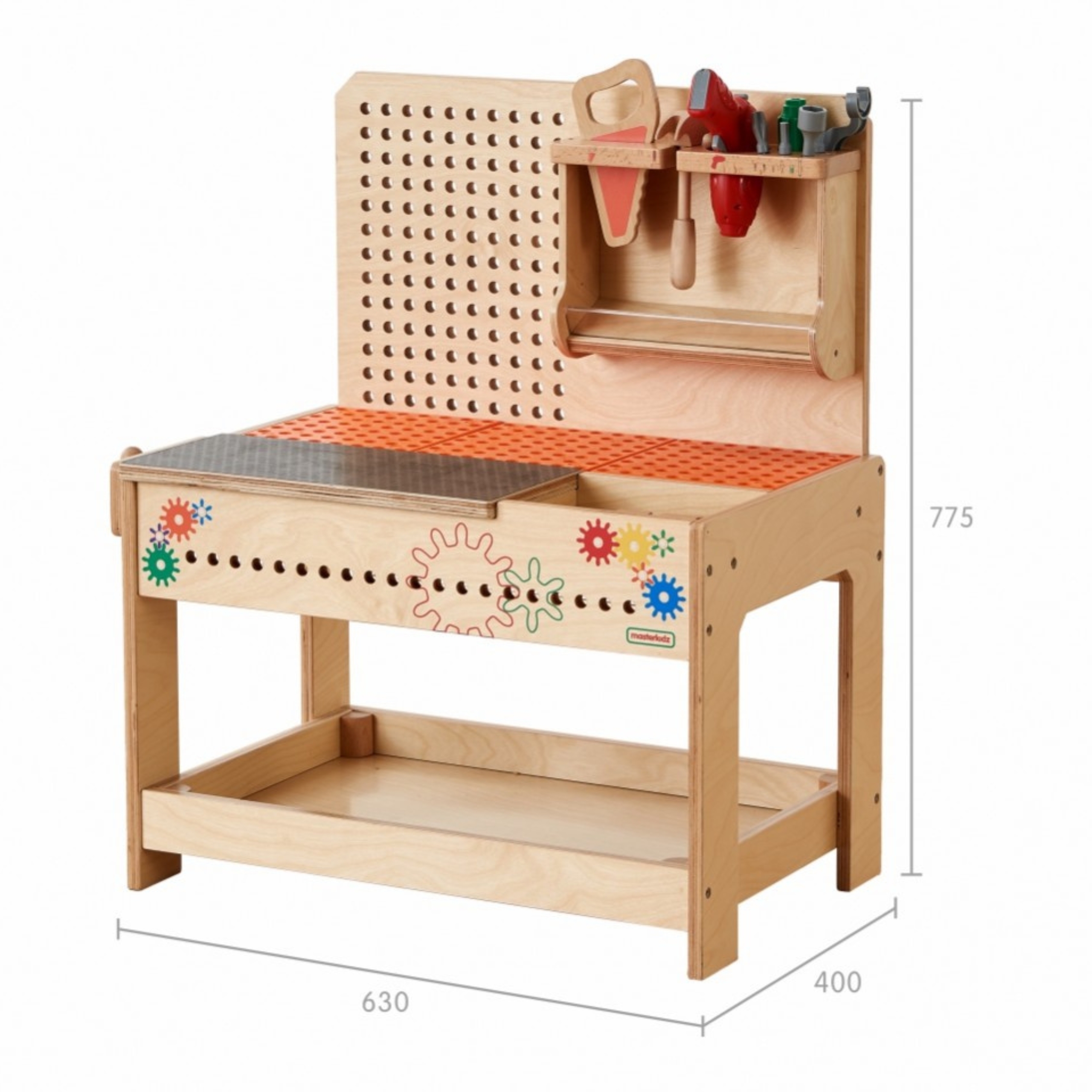Drewniany warsztat montessori stem z narzędziami + akcesoria