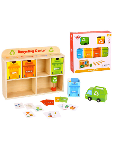 TOOKY TOY Drewniane Centrum Recyklingu Edukacyjny Sorter