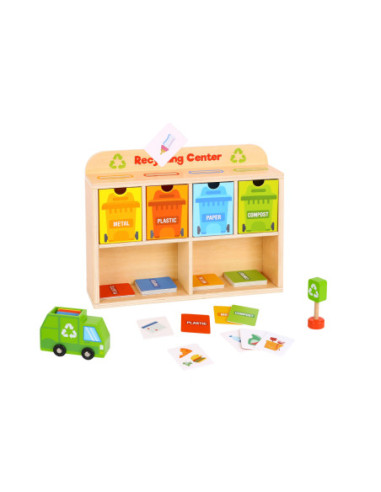 TOOKY TOY Drewniane Centrum Recyklingu Edukacyjny Sorter