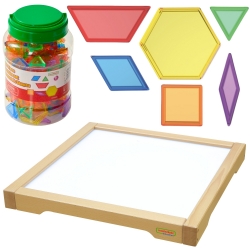 MASTERKIDZ Panel Skrzynia LED Sensoryczna + Klocki Montessori Mozaika 140 el.
