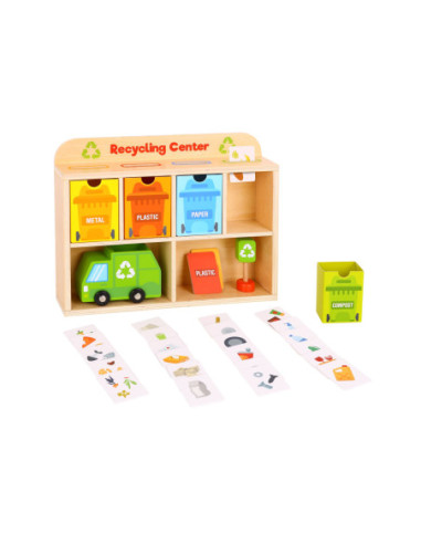 TOOKY TOY Drewniane Centrum Recyklingu Edukacyjny Sorter