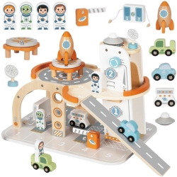 TOOKY TOY Drewnian Kosmiczny Parking Stacja Kosmiczna