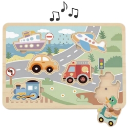 TOOKY TOY Drewniane Interaktywne Puzzle Pojazdy