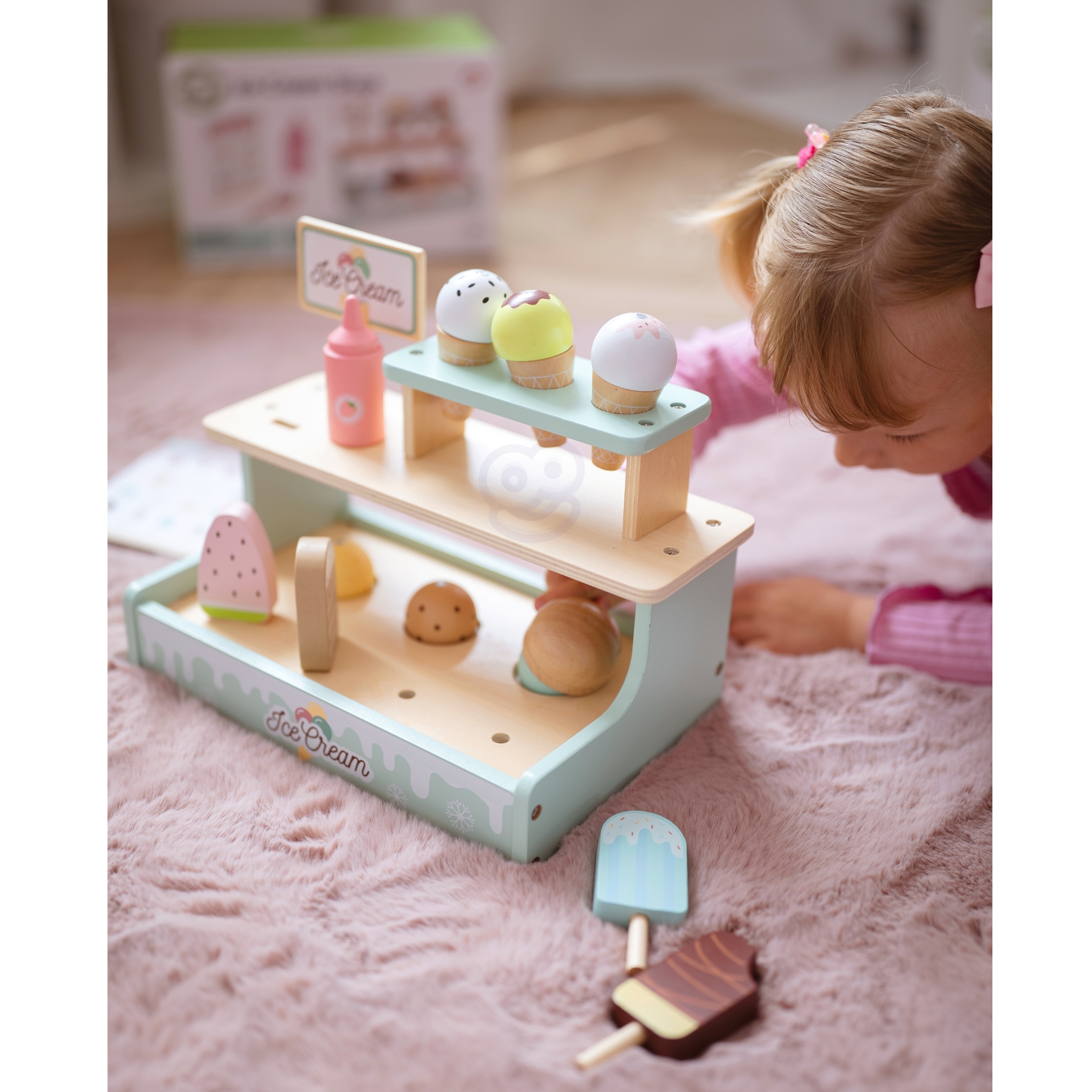 Słodka Drewniana Lodziarnia Tooky Toy - Zestaw Małego Sprzedawcy
