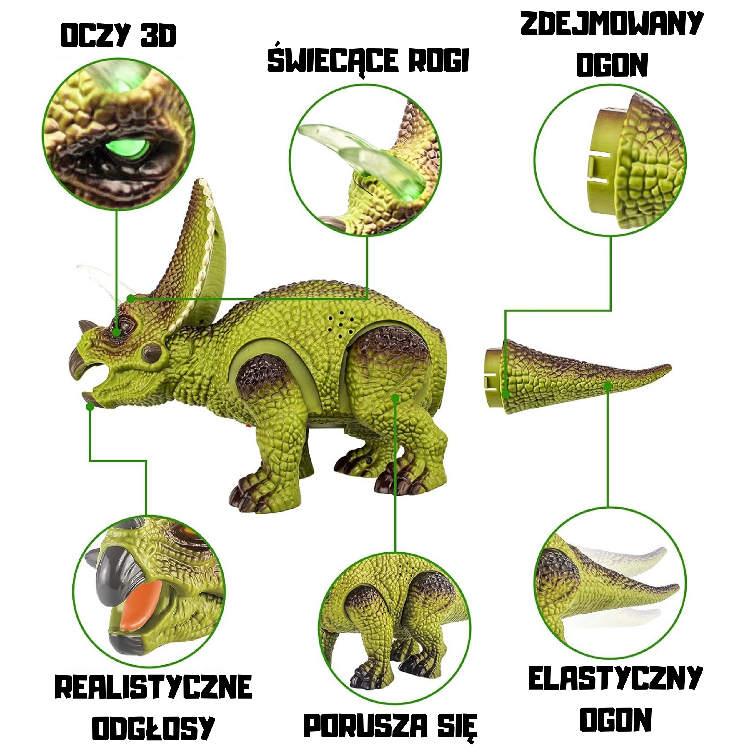 RC T-Rex Trio: Świecący Ryczący Triceratops