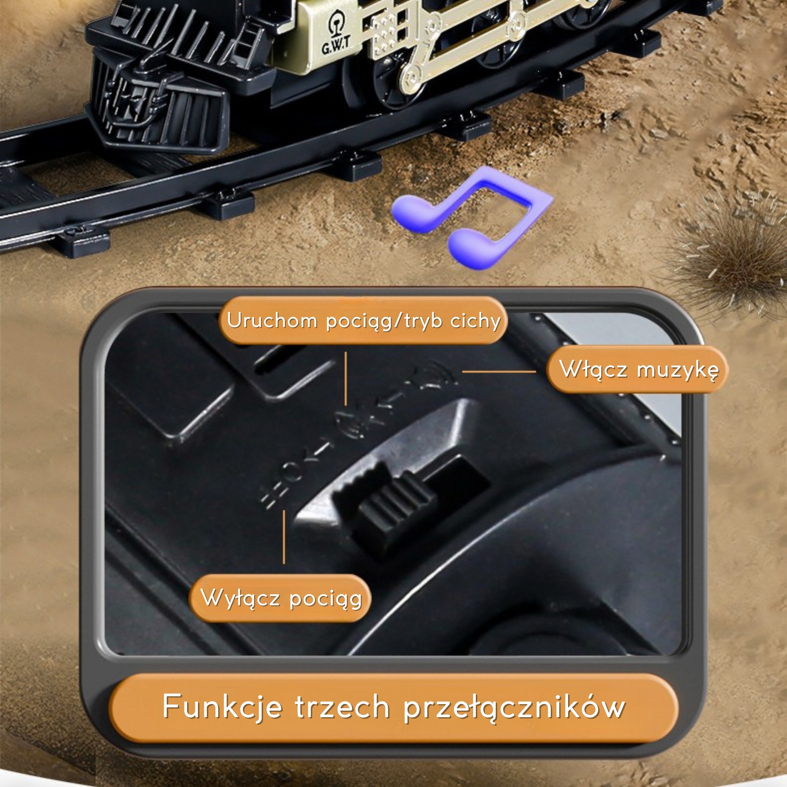 Mega Pociąg Parowy XXL - Światło i Dźwięk