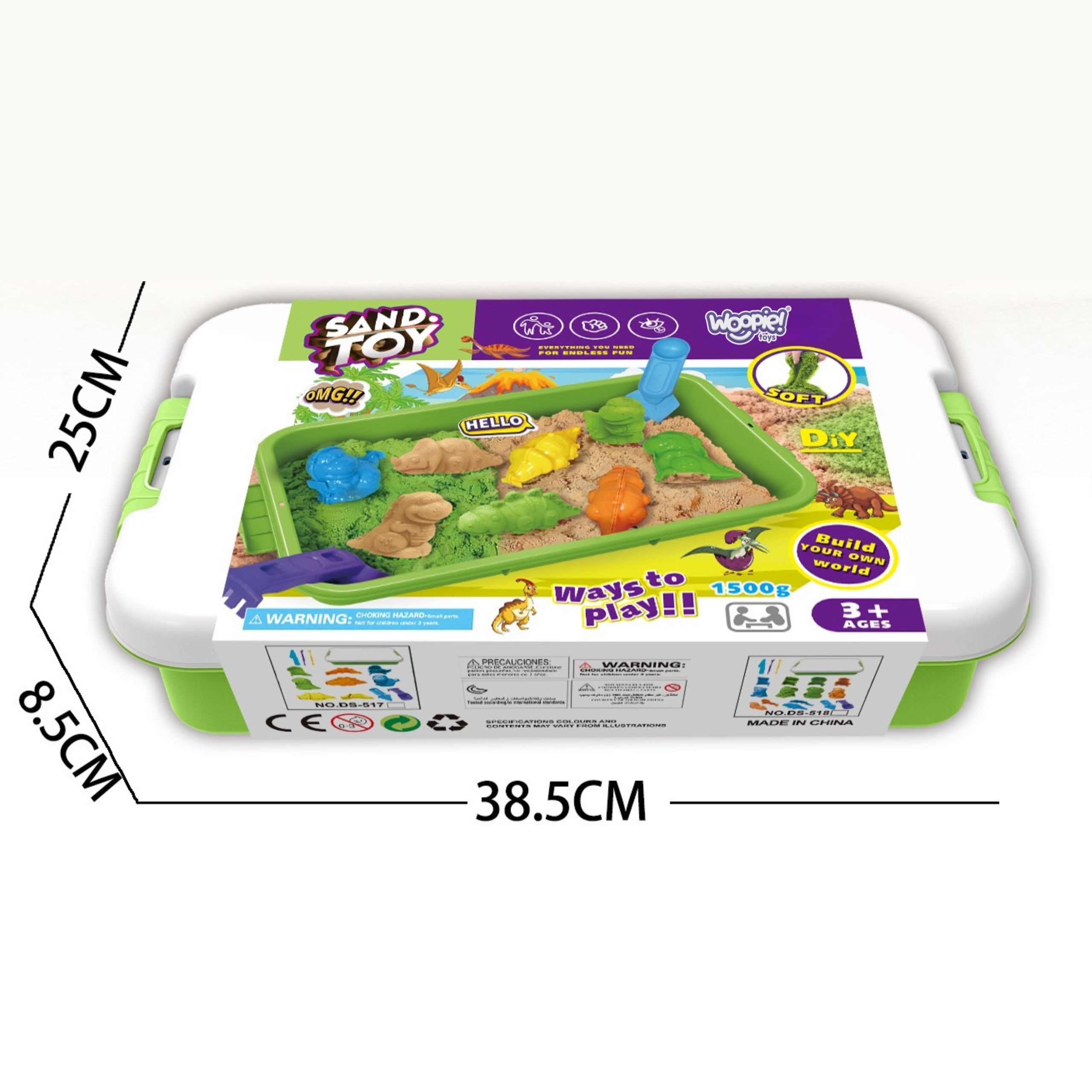 WOOPIE Piasek Kinetyczny 1,5 kg Zestaw XXL ZOO Safari Stolik z Foremkami